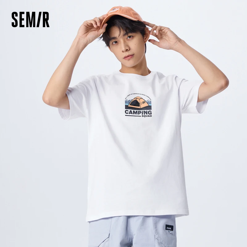Мужская футболка Semir с коротким рукавом, Летняя Удобная хлопковая Простая модная повседневная футболка с круглым вырезом