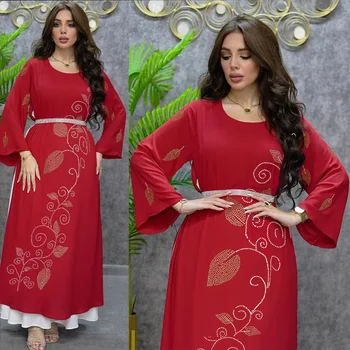 Марокко Мусульманское Платье Женское Бриллиантовое Абайя Кафтан Вечерние Платья для Женщин Дубай Турция Ислам Длинное Платье Robe Femme Vestidos 2023