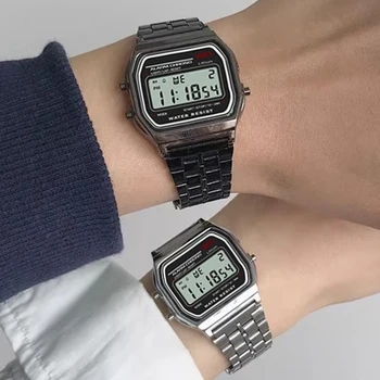 Роскошные наручные часы F91W Band Watch Водонепроницаемые Ретро Цифровые Спортивные Военные часы из нержавеющей Стали, Мужские Женские Электронные Наручные часы