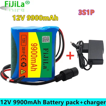 100% neue 12 v 9900 mah 3 s1p batterie au lithium 18650 batterie au lithium pack schutz conseil wiederauf ladbare 1a chargeur