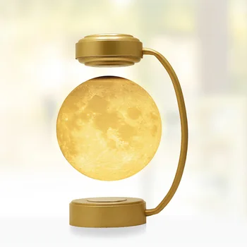 3D Магнитно-левитирующая Лунная лампа, светодиодный ночник, Вращающийся Беспроводной трехцветный плавающий светильник для спальни, Новинка, Рождественский подарок