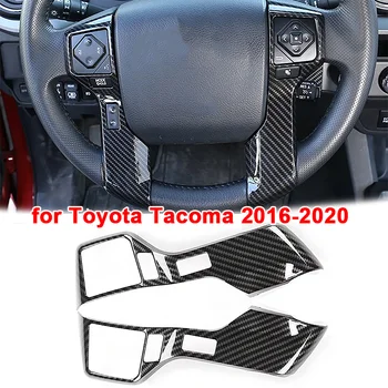 Отделка крышки кнопки рулевого колеса из углеродного волокна ABS, декоративная рамка, подходит для Toyota Tacoma 2016-2020