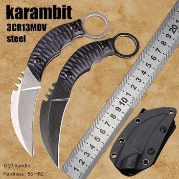 3Cr13Mov Стальные Универсальные Походные Ножи С Фиксированным Лезвием G10 Охотничий Нож Для Выживания На Открытом Воздухе EDC Инструменты Тактический Керамбит Csgo