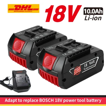 Аккумулятор 18V 10.0Ah Для Электродрели Bosch 18 V Литий-ионный Аккумулятор BAT609 BAT609G BAT618 BAT618G BAT614 + 1 Зарядное устройство