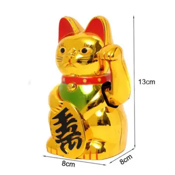 C5AC Gold Maneki Neko Cute Lucky Cat Electric Craft Art Home Shop Hotel