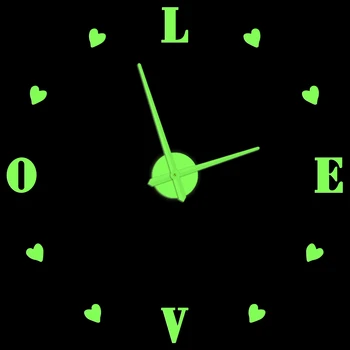 Любящие сердца Современный дизайн Светящиеся настенные часы Признание в любви Романтический декор комнаты бескаркасные часы своими руками Подарок на День Святого Валентина