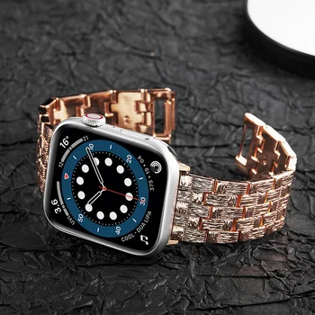 Новый Роскошный Ремешок из нержавеющей Стали Для Apple Watch Band 6 40 44 мм, Мужские Металлические Наручные часы для iwatch series 5 4 SE 3 38 42 мм, Аксессуары