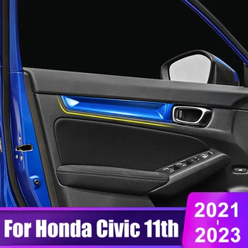 Для Honda Civic 11th Gen 2021 2022 2023 Рамка Подлокотника двери Автомобиля, Декоративная Полоса, Крышка, Аксессуары Для Модификации интерьера