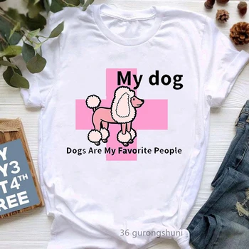 Собаки-мои любимые люди, Футболка с графическим принтом, Женская футболка с Кавайным Пуделем, Футболка Femme Cat Mother Coffee Lover, Женские Топы