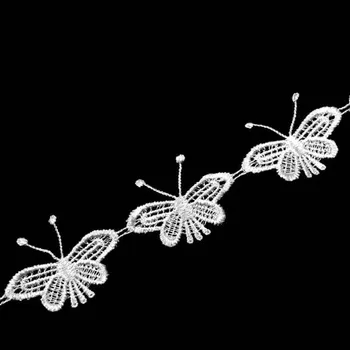 14 ярдов, кружевная лента ручной работы с бабочкой, ткань, Белая черная отделка для швейных принадлежностей, свадебные украшения, товары для рукоделия