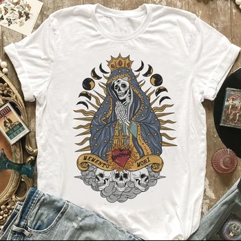 Модная повседневная футболка с мультяшным рисунком, летние женские футболки с принтом черепа в стиле Ретро с мультяшным рисунком