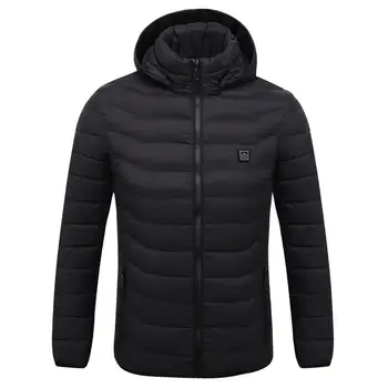 2021 Новая куртка с подогревом, воротник-стойка, карманы, 2 зоны обогрева, 3 уровня регулировки, мужские зимние теплые пальто с капюшоном