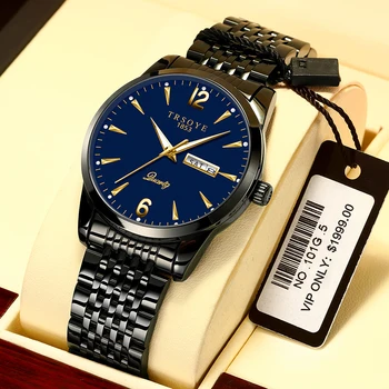 2023 Лучший Бренд TRSOYE Деловые Минималистичные Мужские часы с темно-синим циферблатом, водонепроницаемые reloj hombre Для мужского подарка