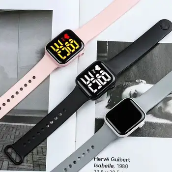 Новые цифровые часы для женщин, модные силиконовые водонепроницаемые светодиодные электронные квадратные циферблаты, женские спортивные часы, розовый ремешок Reloj Mujer