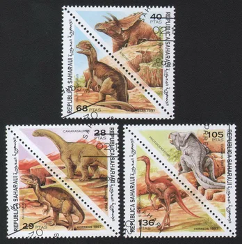 6 шт./компл. почтовых марок Сахары 1997 года с доисторическими динозаврами, почтовые марки с треугольной маркировкой для коллекционирования