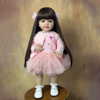 55 см силиконовая кукла для всего тела reborn baby Sweet Face Reborn Малыш Девочка кукла на день рождения Рождественский подарок