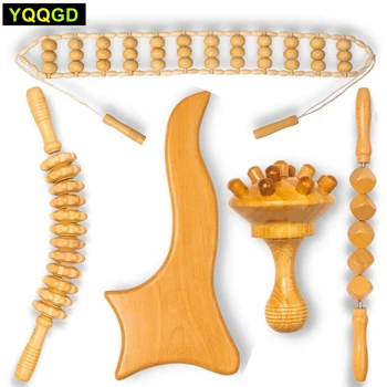 Массажные инструменты Wood Therapy для коррекции фигуры, набор для мадеротерапии, Лимфодренажные и Антицеллюлитные инструменты Wood Massage для спины