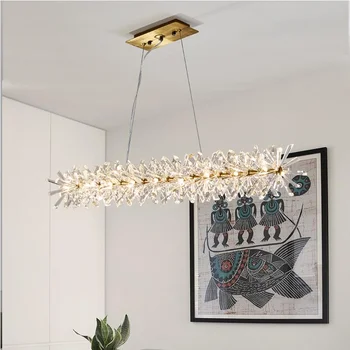Светодиодная подвесная лампа, длинная Люстра, Современный хрустальный подвесной светильник, ресторан, скандинавский дизайнер