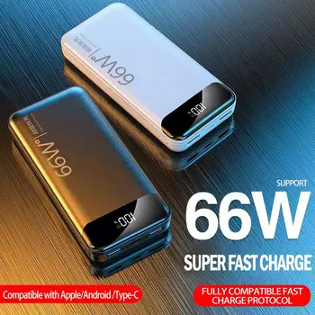 66 Вт Сверхбыстрая зарядка 20000 мАч Power Bank для Huawei Samsung Внешнее зарядное устройство для iPhone 12 Xiaomi Портативный Powerbank