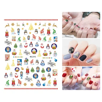 Рождественская коллекция наклеек для ногтей Санта-Клаус, Белый Снеговик, Пингвин, наклейки для ногтей, слайдер для ногтей, красивое украшение