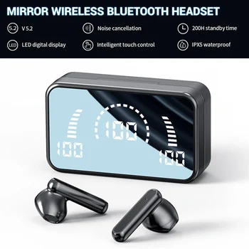 S20 Зеркальные беспроводные Bluetooth наушники 5.2 Hi FI Стереозвук Водонепроницаемые спортивные наушники Мини сверхдлинного режима ожидания