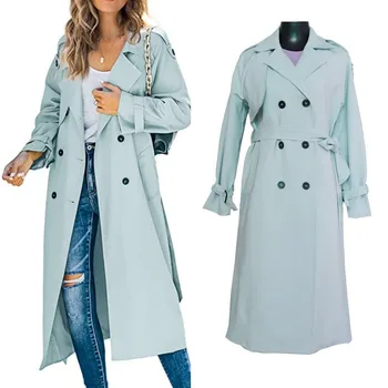 Женский зимний и осенний тренч, однотонная Приталенная куртка, тренч для женщин