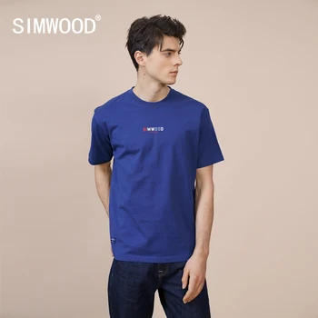 SIMWOOD 2022, Летняя Новая Футболка с логотипом, Мужская Мода, 100% Хлопок, 250 г Плотной Ткани, Удобные Топы, Большие Размеры, Брендовая Одежда