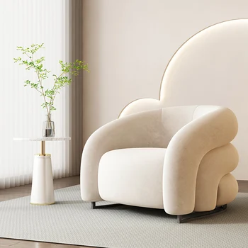 Легкий роскошный дизайнерский диван-кресло для гостиной, чистый Красный Крем для отдыха, креативная ленивая одноместная мебель Muebles Couch