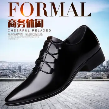 Мужская дышащая обувь из черной мягкой кожи с мягкой подошвой Весна и осень, мужская деловая официальная одежда, модельные туфли A64