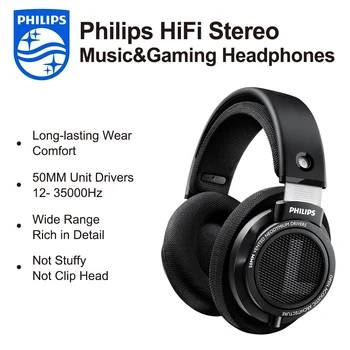 Philips shp9500 Проводные Наушники Наушники Гарнитура Геймер Слушает музыку в формате Hi-Fi, Игры Длительный Комфорт при ношении, Потрясающий чистый звук