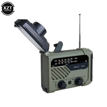 Портативное радио с Рукояткой AM FM NOAA Аварийная Лампа для чтения 3-в-1, Фонарик, Солнечная Зарядка, 2000 мАч, Банк Питания для мобильного телефона