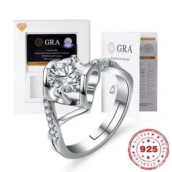 HOYON With GRA 1arat D color VVS Муассанит s925 серебряное кольцо для женщин, ювелирные изделия, модное обручальное кольцо с бриллиантом, женское бесплатное