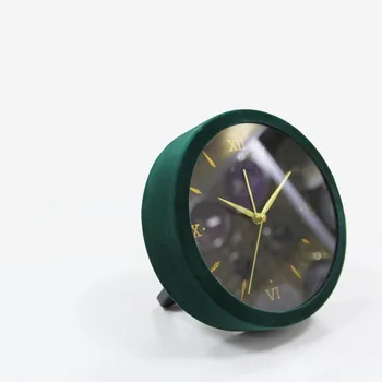 Настольные часы с бархатным флокированием, спальня, гостиная, Простой современный скандинавский будильник, Настенные часы, Настольные часы из зеленого металла