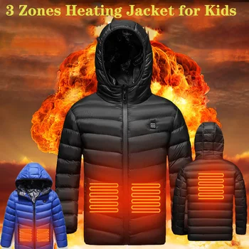 Куртка с подогревом для детей, Мужчин, женщин, куртка с USB-зарядкой, зимний жилет с подогревом, Электрическая термоодежда, Детская Моющаяся походная куртка