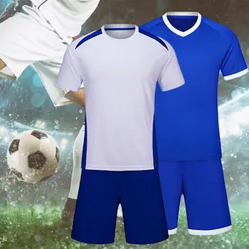 Модная футболка с защитой от скатывания и круглым вырезом, крутая футбольная майка, комплект шорт, спортивная футболка, короткие штаны для игры в футбол
