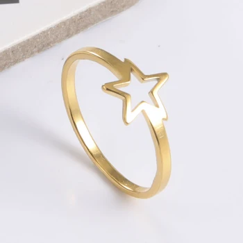 Кольца с пятиконечной звездой Skyrim для женщин Золотого цвета из нержавеющей стали, Свадебное кольцо с Пентаграммой, Ювелирный подарок для влюбленных 2023