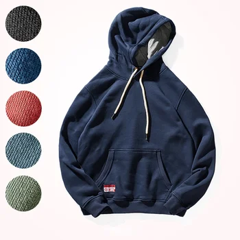 Пуловер с капюшоном, мужской модный однотонный многоцветный спортивный топ, Свободное флисовое толстое пальто, осенне-зимняя пара