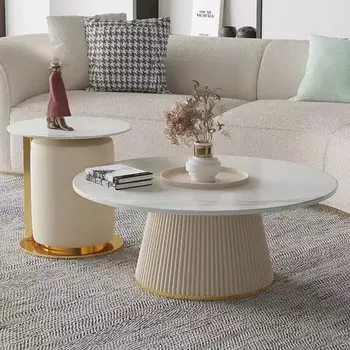Комбинация чайных столиков из шифера в итальянском стиле, современный простой бытовой малогабаритный журнальный столик класса люкс, Круглая мебель для гостиной
