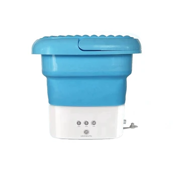 Синяя портативная стиральная машина для путешествий, мини-складная стиральная машина В сочетании с небольшой складной корзиной для слива