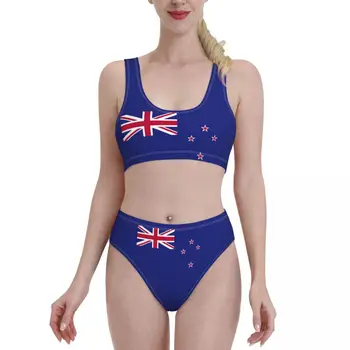 Летние комплекты бикини с флагом Новой Зеландии, купальник из двух частей, спортивный купальник, пляжная одежда для девочек, женщин