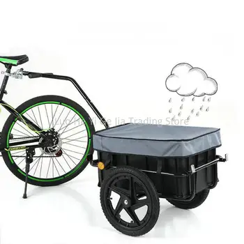 16-дюймовый Прицеп для грузовых велосипедов с большим колесом С дождевиком и подставкой, Металлическая рама, Тележка для велосипеда и электровелосипеда