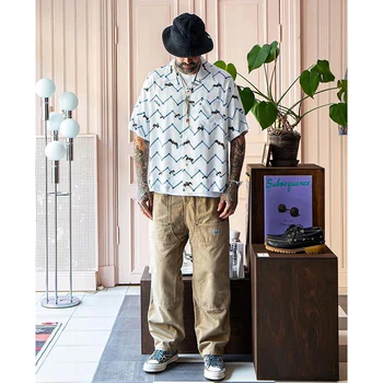 2023ss Гавайские Пляжные Повседневные Рубашки с коротким рукавом и Лацканами для Мужчин, Высококачественные Рубашки с Цветочным Принтом Y2k, Уличная Женская Одежда