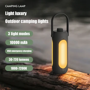 Уличный фонарь для Кемпинга, USB Перезаряжаемый фонарь, Аварийный аккумулятор, Подвесной светильник, Садовый декор, 3 режима, лампа