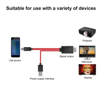 Кабель, совместимый с Micro USB 11pin и HDMI, кабель-адаптер для телевизора, совместимый с разрешением 1080 HD, Штекер, совместимый с HDMI, кабель-конвертер для Android