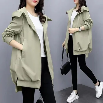 Весенне-осеннее женское пальто ded в корейском стиле, Изящный Свободный тренч средней длины, плюс размер, сохраняющий тепло, зимняя куртка Deat