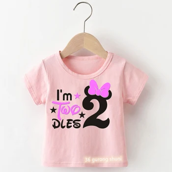 Кавайные футболки для девочек с милым графическим принтом бабочки, одежда для 2-го дня рождения, летняя детская футболка в стиле харадзюку, футболки для девочек, топы на бретелях