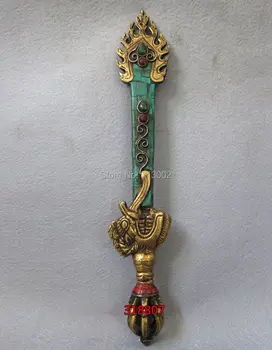 Старинная Тибетская медная буддийская палочка-талисман Махакала Пхурпа Дордже Пхурба Капала