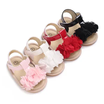 Летние Сандалии Принцессы из искусственной кожи Для новорожденных, Нескользящая Обувь на мягкой Подошве для Первых прогулок, Обувь для маленьких девочек и мальчиков 0-12 м