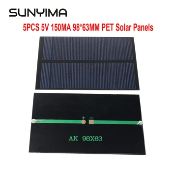 SUNYIMA 5PCS 5V 150MA 98*63 PET PCB Солнечная батарея Для Освещения Газона DIY Power Bank Батарея Кремниевый Модуль Солнечные Панели