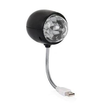 USB-диско-шар, вращающаяся светодиодная лампа RGB для освещения сцены, лампа для вечеринки с подсветкой для книг 3 Вт, питание от USB (черная)